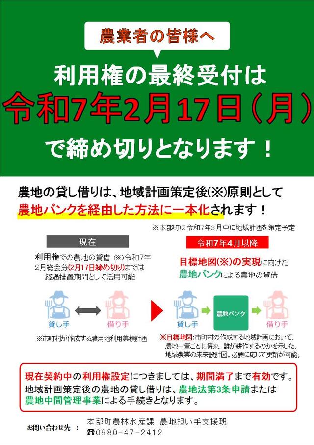 利用権設定終了のお知らせについて　チラシ